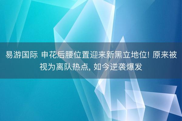 易游国际 申花后腰位置迎来新黑立地位! 原来被视为离队热点, 如今逆袭爆发