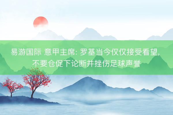 易游国际 意甲主席: 罗基当今仅仅接受看望, 不要仓促下论断并挫伤足球声誉