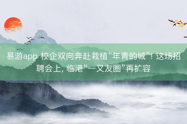易游app 校企双向奔赴栽植“年青的城”! 这场招聘会上, 临港“一又友圈”再扩容
